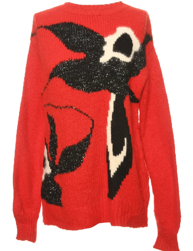 Patterned Red Jumper - M Sustainable Organic