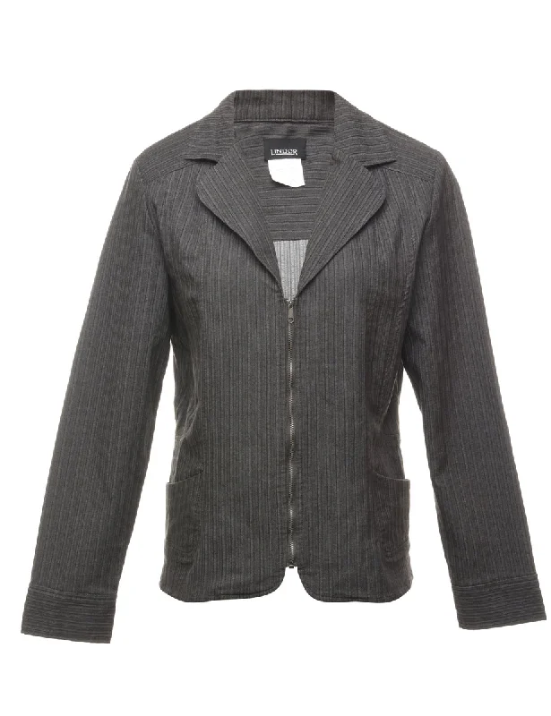 Striped Pattern Jacket - M Sleek Women's Metallic