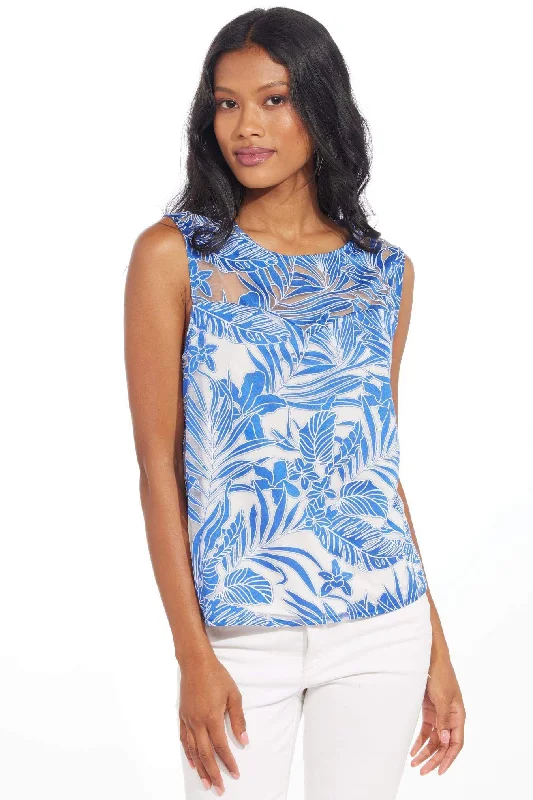 Sleeveless Top-Blue Palm purpose