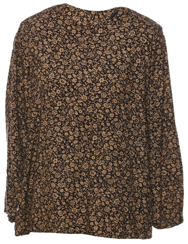 Floral Printed Top - L Artistic Women's Hand - painted