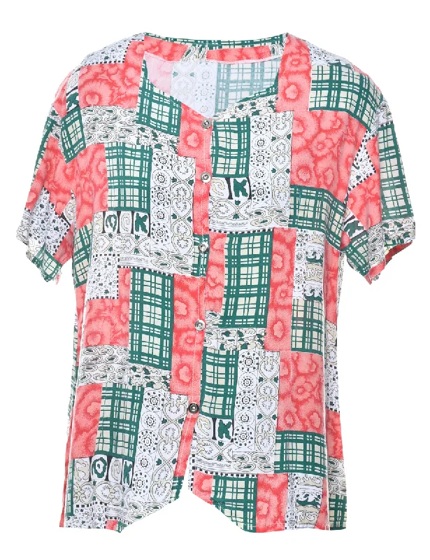 Multi-colour Floral Blouse - L Unique Women's Upcycled