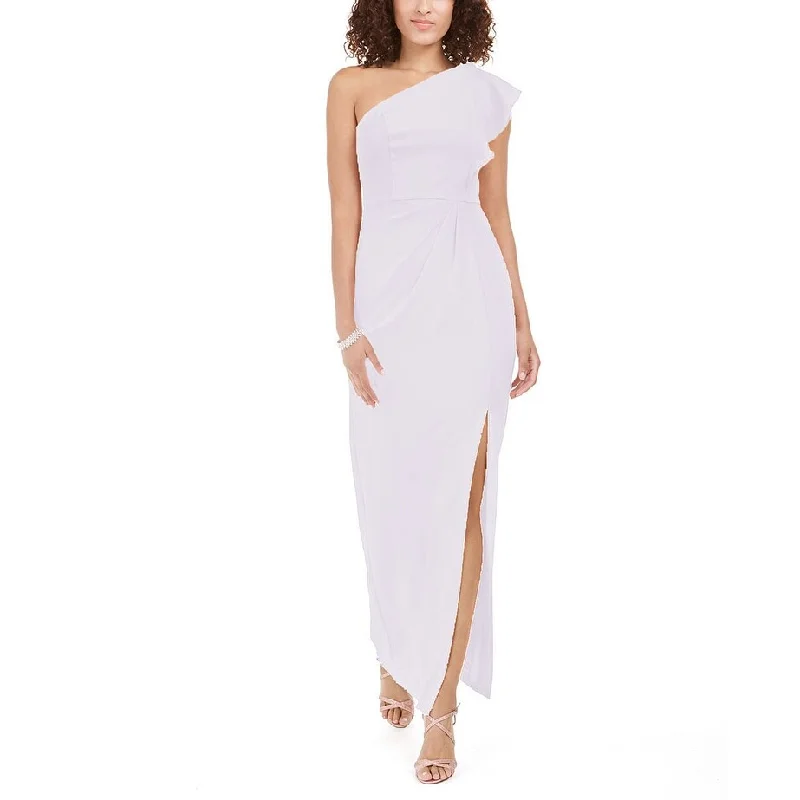 Adrianna Papell Women's Ruffled One-Shoulder Gown White Size 4 Confident Women's Power