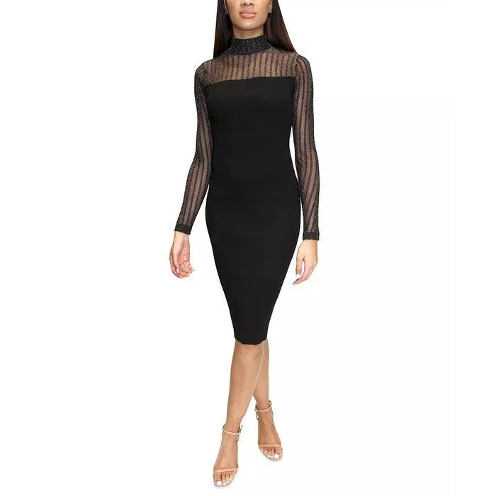 Almost Famous Junior's Metallic Rib Sweater Bodycon Dress Black Size S - Small Traditional Women's Wool