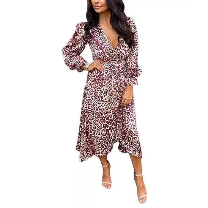 Ax Paris Women's Printed Wrap Midi Dress Purple Size 8 Laid - back Women's Style