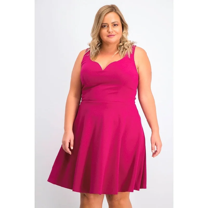 B Darlin Women's Trendy Plus Size Scuba Fit & Flare Dress Dark Purple Size 20 Casual Women's Japanese 