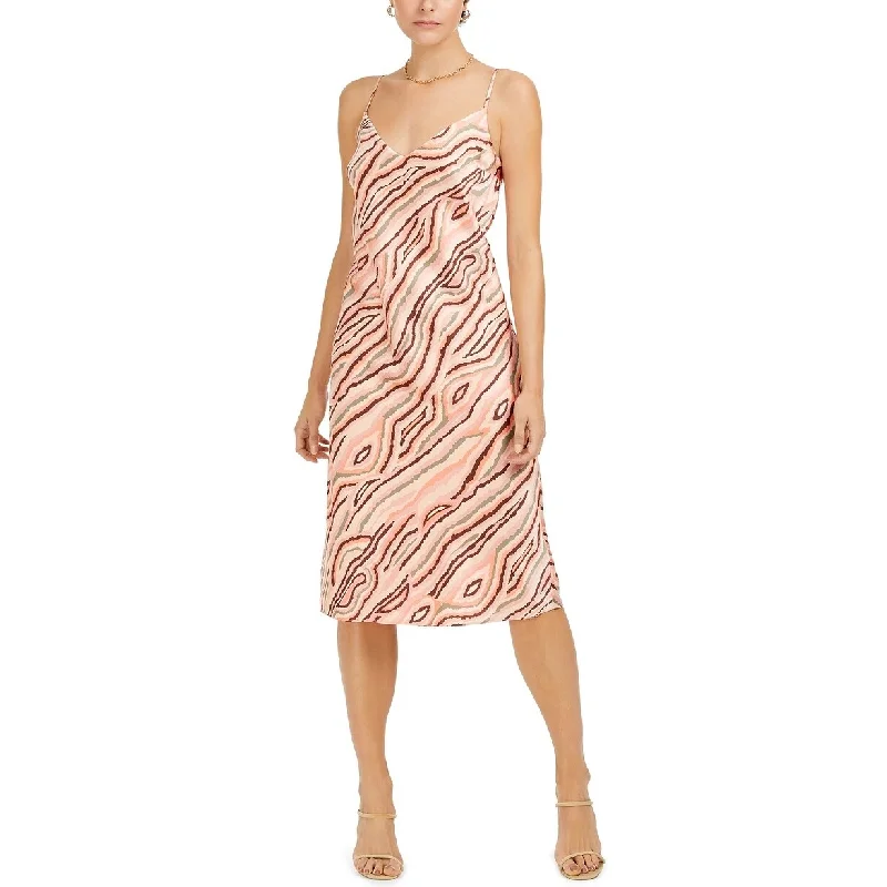 Bar III Women' sPrinted Slip Midi Dress Orange Size Medium Edgy Women's Punk