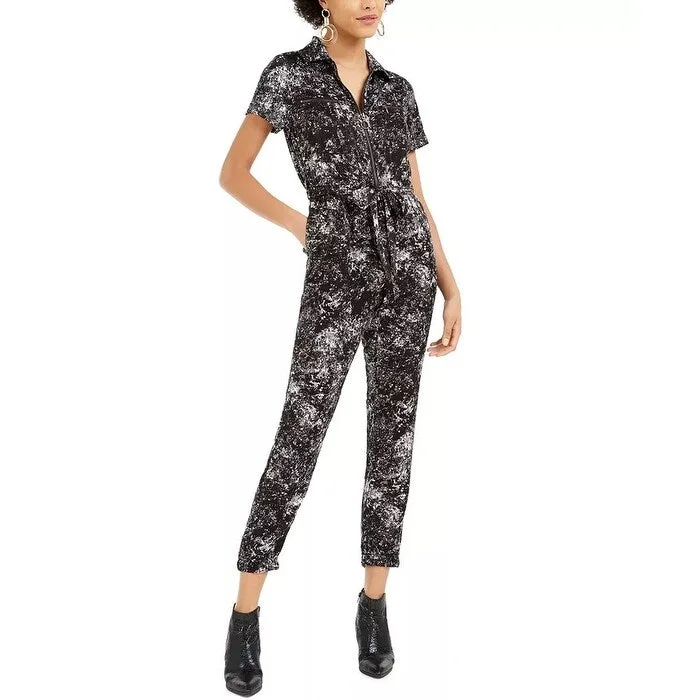 Bar III Women's Splatter Print Utility Jumpsuit Black Size Small Confident Women's Power