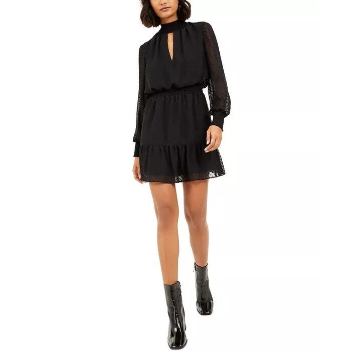 Bar III Women's Swiss Dot Keyhole Dress Black Size Small Sustainable Organic