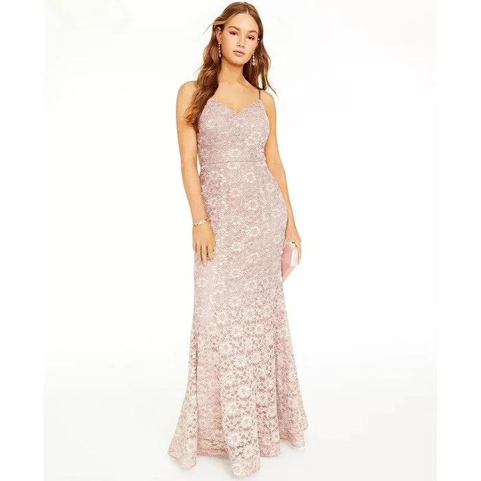 BCX Junior's Glitter & Lace Gown Brown Size 3 Refined Women's Velvet
