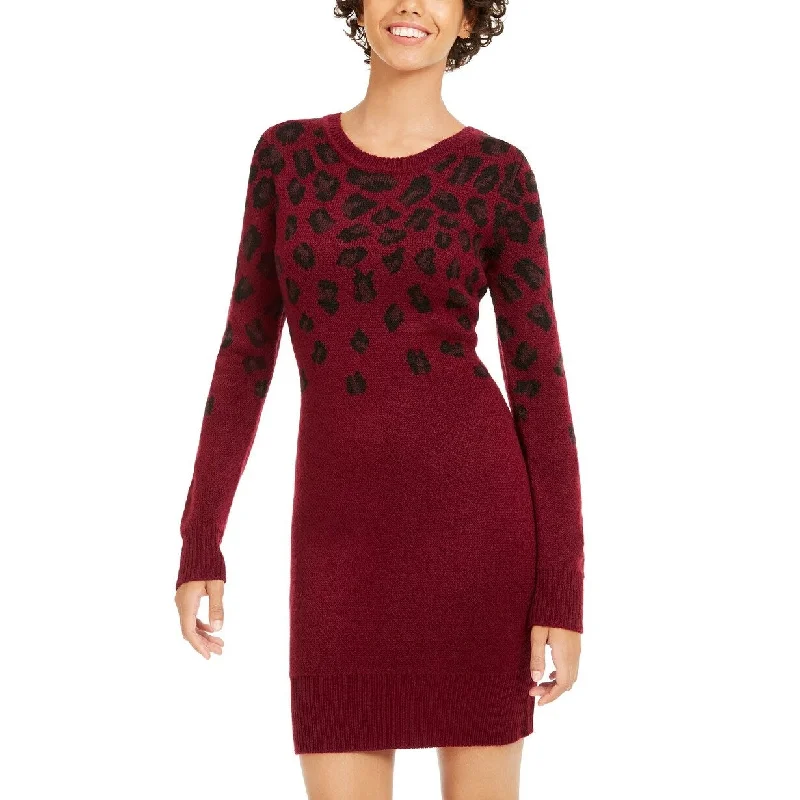 BCX Women's Cheetah-Print Sweater Dress Red Size Small Bold Women's Animal Print