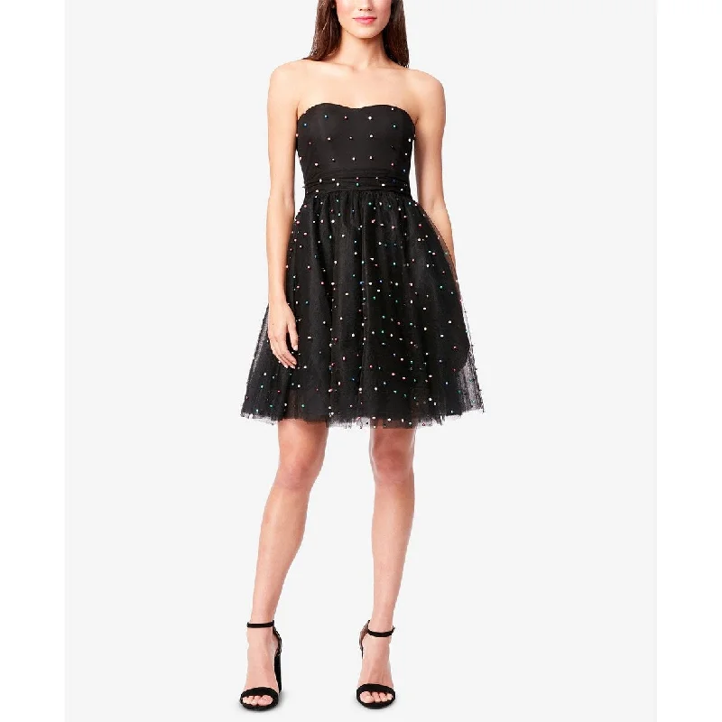 Betsey Johnson Women's Embellished Fit & Flare Dress Black Size 12 Polished Women's Silk