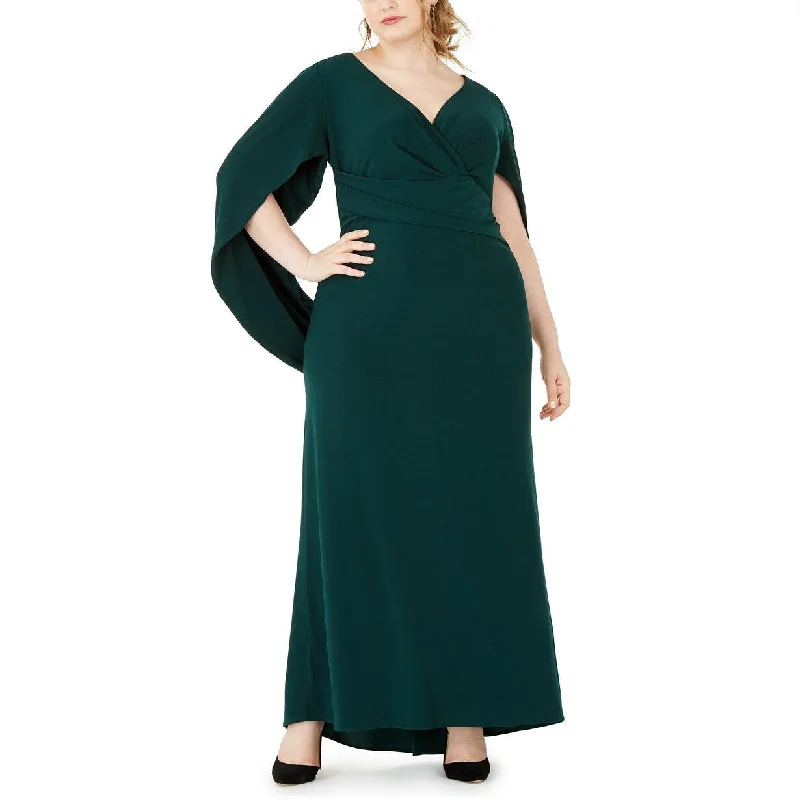 Betsy & Adam Women's Capelet Gown Dark Green Size 20 Bold Women's Statement
