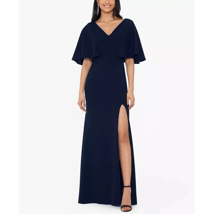 Betsy & Adam Women's Kimono Sleeve Gown Navy Size 12 Petite - 12P Women