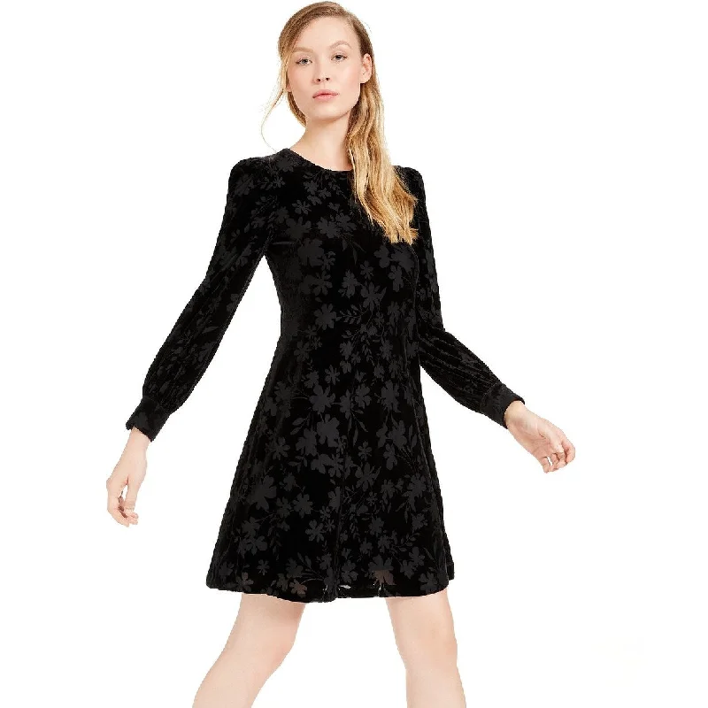 Calvin Klein Women's Burnout Velvet Pattern A Line Dress Black Size 4 Sophisticated Women's 