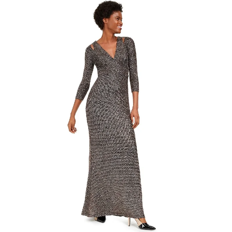 Calvin Klein Women's Cutout Glitter Gown Charcoal Size 8 Artistic Women's Avant - 