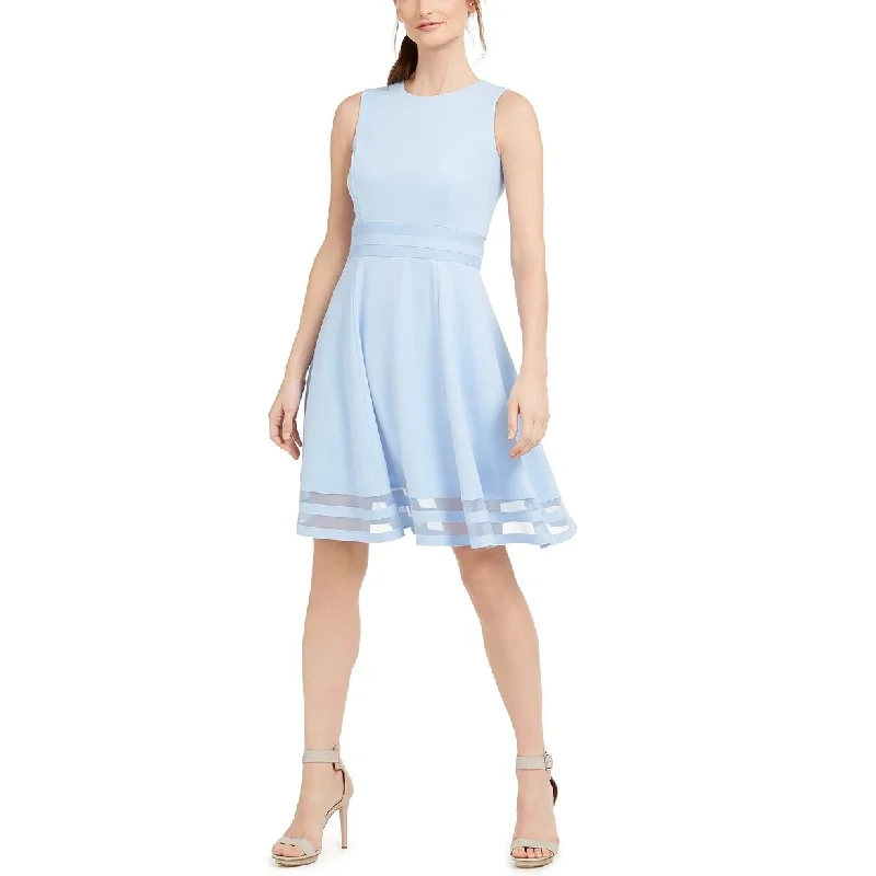 Calvin Klein Women's Illusion-Trim Fit & Flare Dress Regular & Petite Sizes Med Pink Size 8P Luxurious Women's High -  end