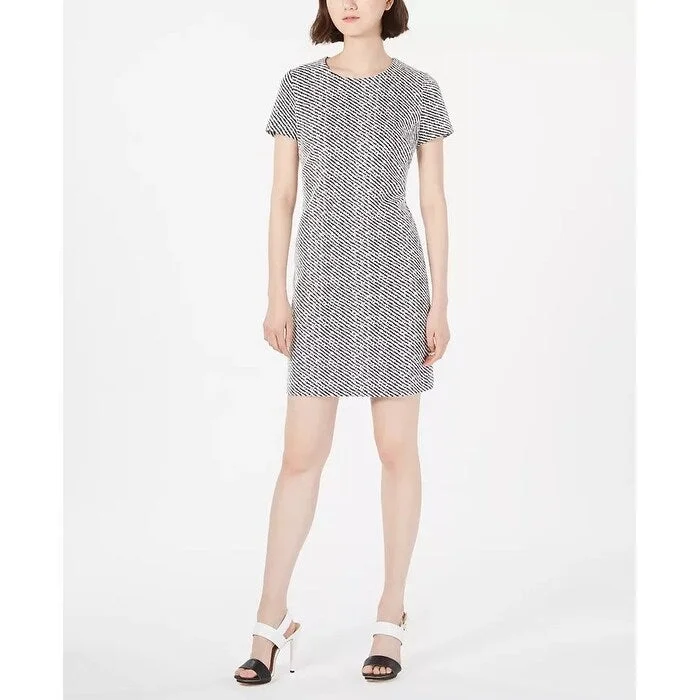 Calvin Klein Women's Jacquard Ponté-Knit Sheath Dress Gray Size 8 Country