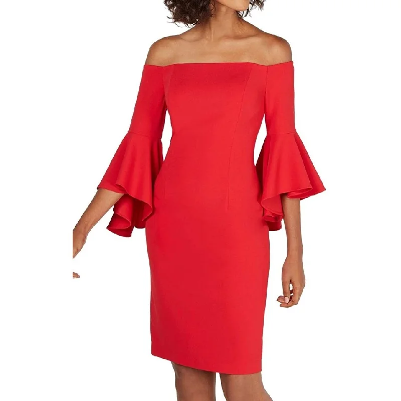 Calvin Klein Women's Petite Off-The-Shoulder Sheath Dress Red Size 4P Modern Women's Tech