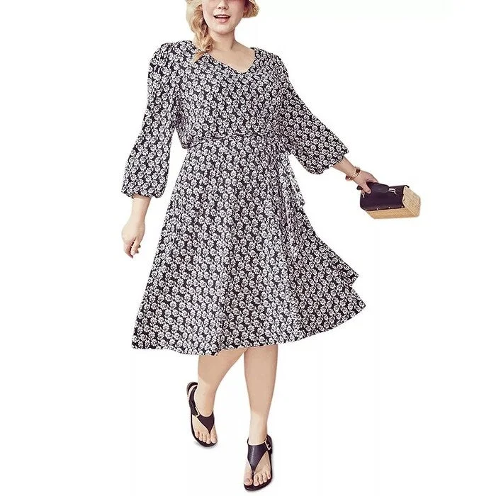 Calvin Klein Women's Plus Floral Print A Line Dress Grey Size 18W Cool Women's Skate