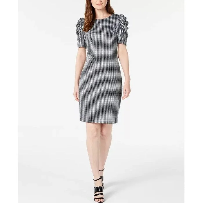 Calvin Klein Women's Puff Sleeve Sheath Dress Black Size 4 Petite - 4 Petite Modern Women's 