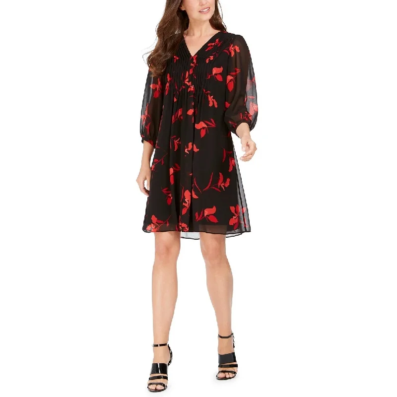 Calvin Klein Women's Red-Floral A-Line Dress Red Size 14 Contemporary 