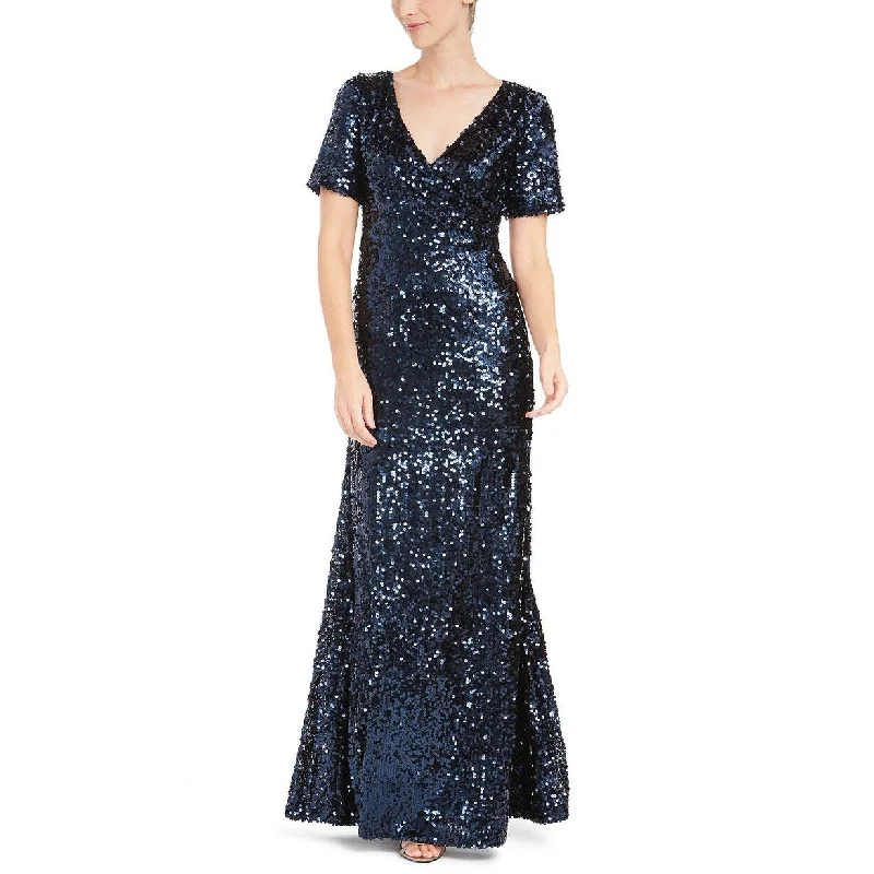 Calvin Klein Women's Sequined Gown Navy Size 10 Dapper Women's 1920S