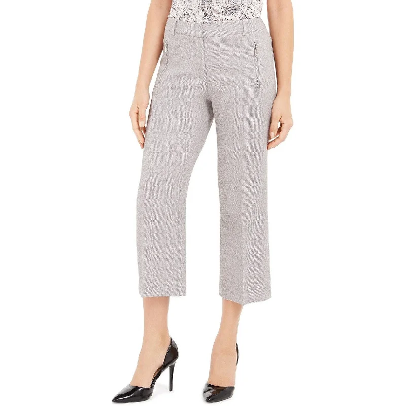 Calvin Klein Women's Zipper Pocket Cropped Twill Pants Gray Size 10 Preppy Women's College