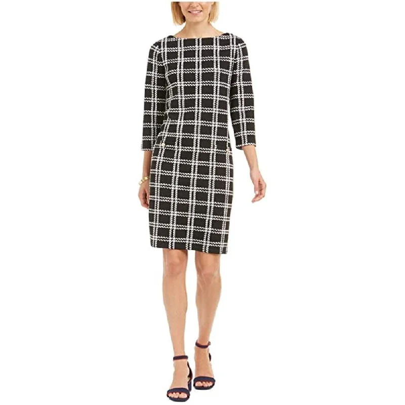 Charter Club Women's Textured Plaid Dress Black Size Small performance