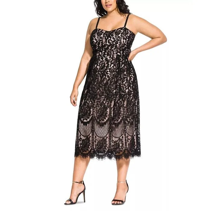 City Chic Women's Plus Sweet Darling Lace Cocktail Dress Black Size 18W Bold Women's Statement