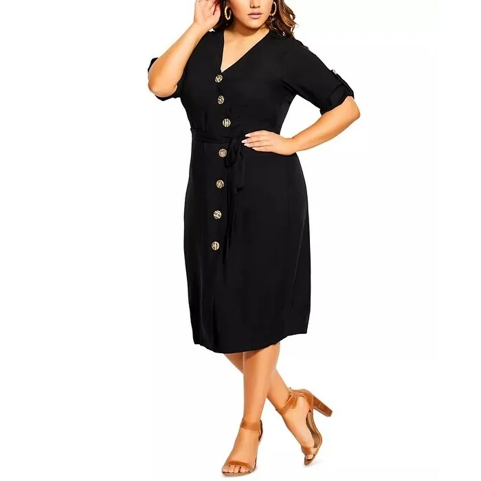 City Chic Women's Trendy Interurban Dress Black Size 22W Sharp Women's Italian