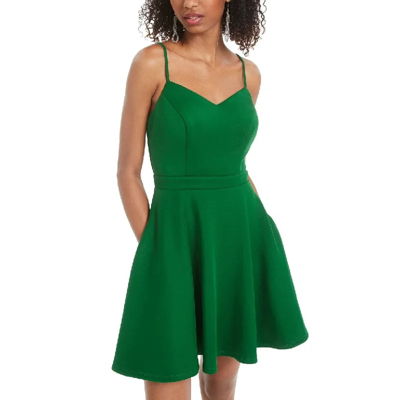City Studios Junior's Bow Back Fit & Flare Dress Medium Green Size 15 Practical Women's Multi - 
