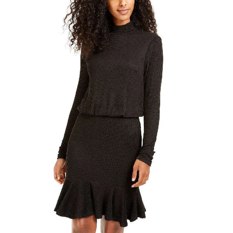 City Studios Junior's Mock Neck Blouson Dress Black Size XX-Small Adventure