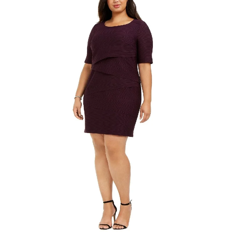 Connected Women's Plus Size Zigzag Sheath Dress Purple Size Small Luxurious Women's High -  end