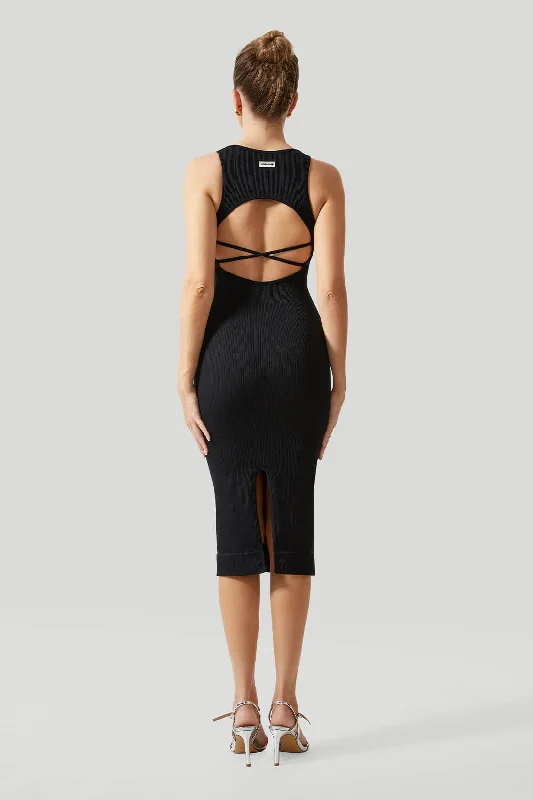 Cutout Split Back Dress Preppy Women's College