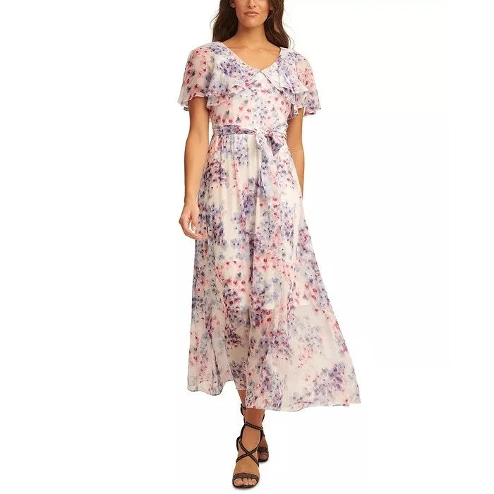 DKNY Women's Cape Sleeve Maxi Dress White Size 14 Bohemian Women's Free
