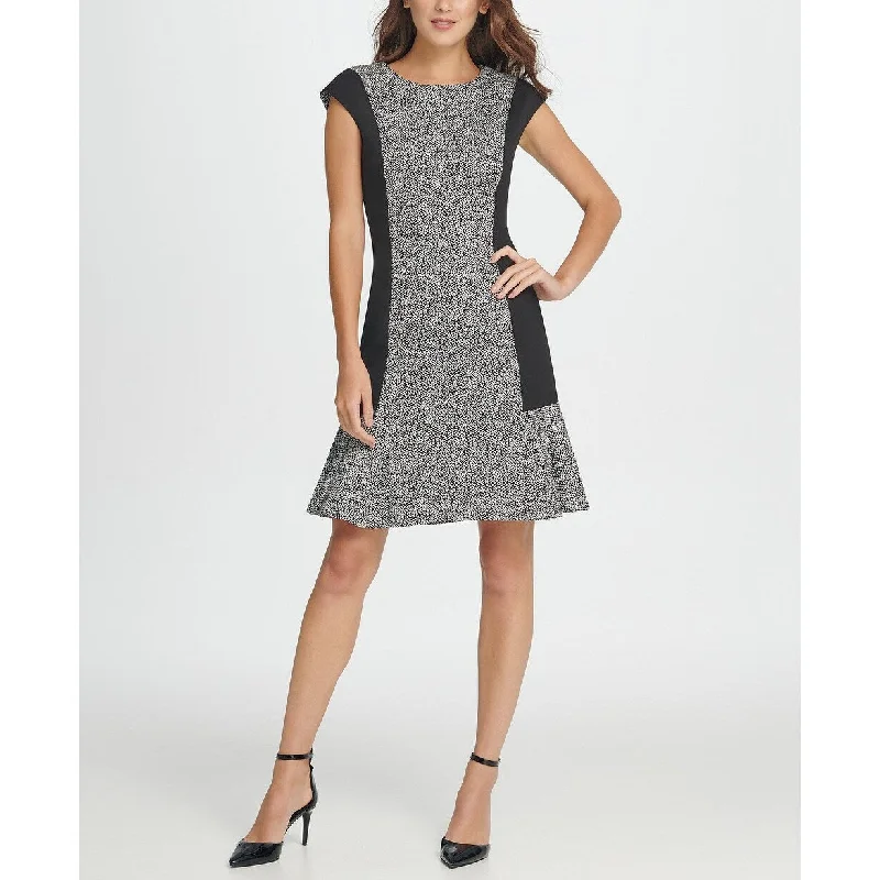 DKNY Women's Colorblock Millenium Flounce Shift Dress Black Size 2 Practical Women's Multi - 