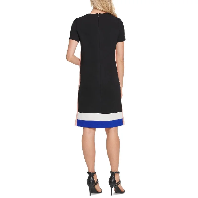 Dkny Women's Colorblock T-Shirt Dress Gray Size Medium Monochromatic Office Style