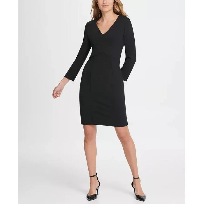 DKNY Women's Long Sleeve Empire Waist Sheath Dress Black Size 8 Relaxed Women's Beachy