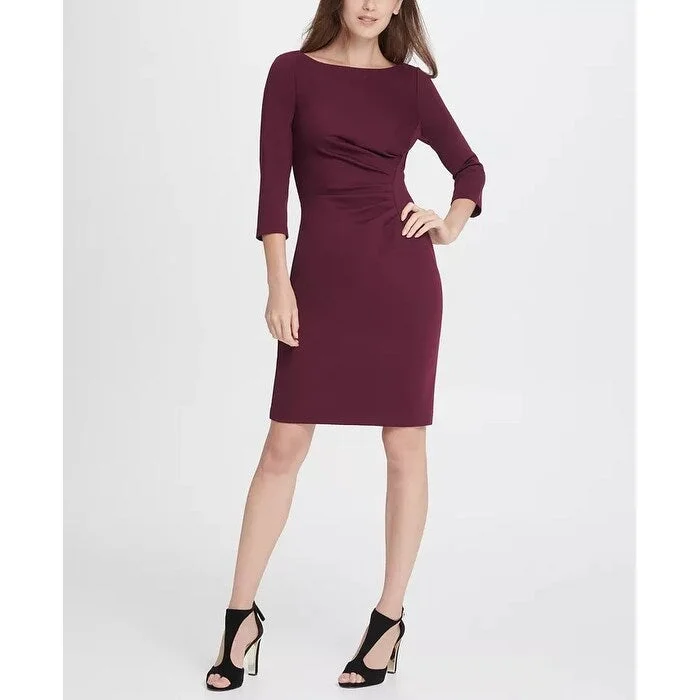 DKNY Women's Ponte Side Ruche Sheath Dress Purple Size 10 Vacation