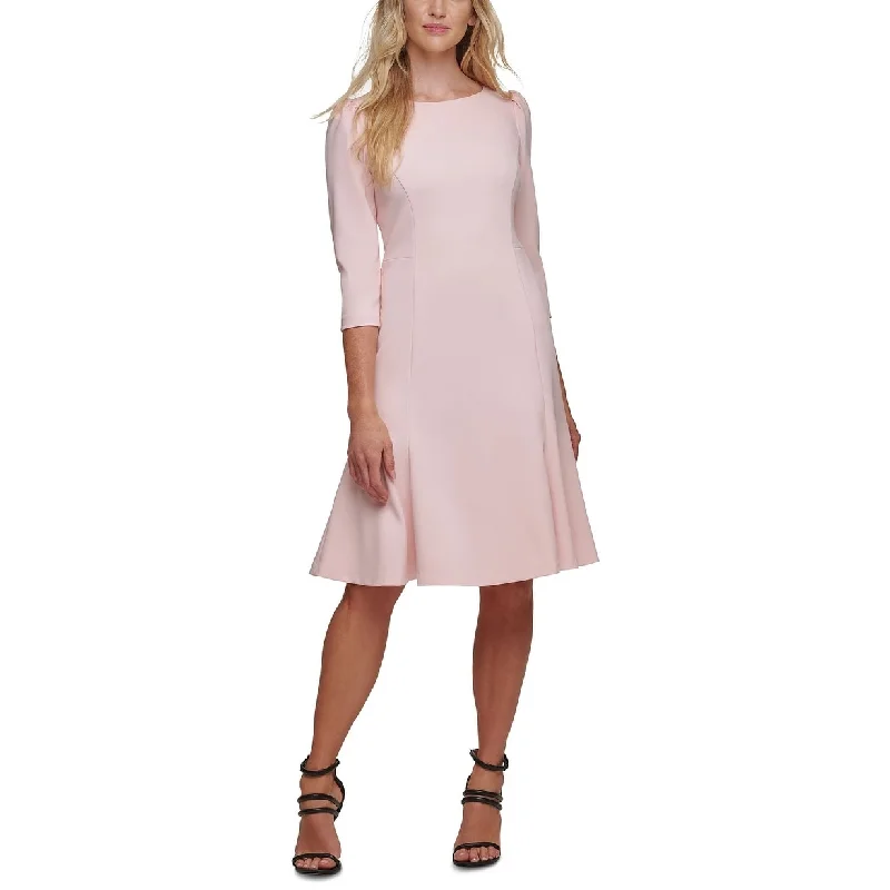 DKNY Women's Puff-Sleeve Fit & Flare Dress White Size 6 Minimalist Women's Casual