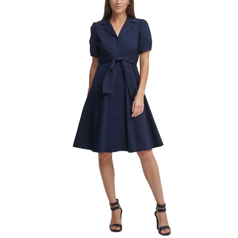 DKNY Women's Tie-Front Shirtdress Navy Size 14 Gym