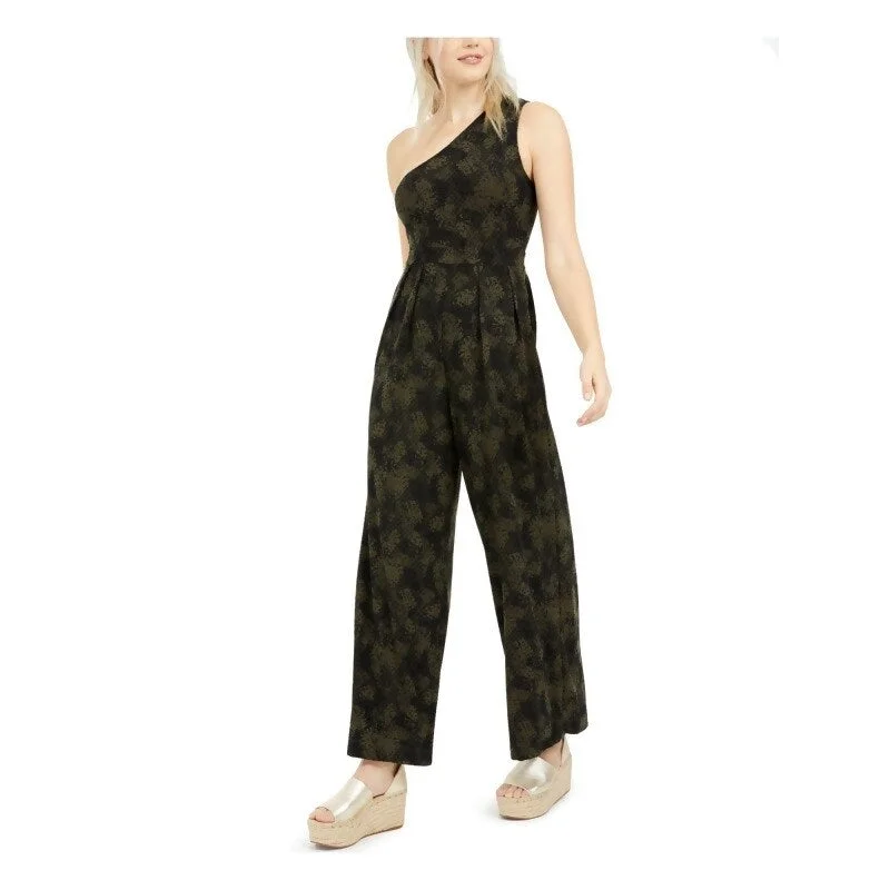Free People Women's Green Printed Sleeveless Jumpsuit Green Size Small French