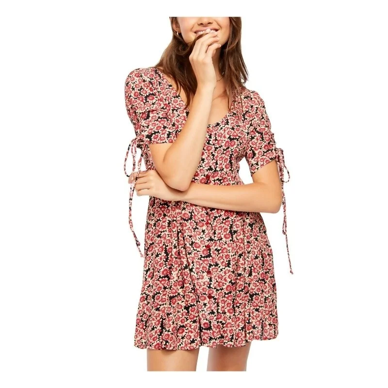 Free People Women's Lace-Up Minidress Black Size Extra Small Polished Women's Silk