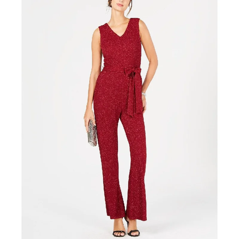 Ivanka Trump Women's Sparkle Belted Jumpsuit Red Size 6 Hip Women's Retro