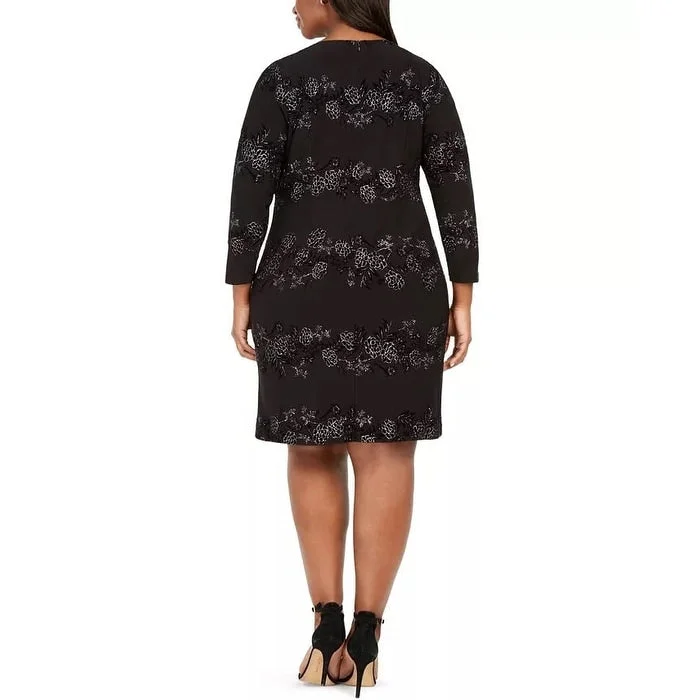 Jessica Howard Women's Plus Size Sparkle Floral Dress Black Size 24 Dapper Women's 1920S