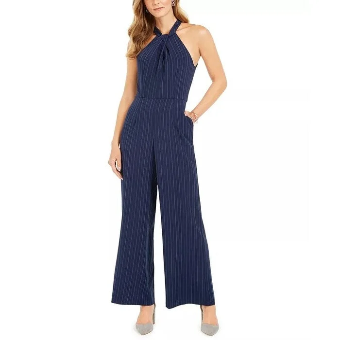 Julia Jordan Women's Pinstriped Jumpsuit Blue Size 10 Stylish Women's Tropical 
