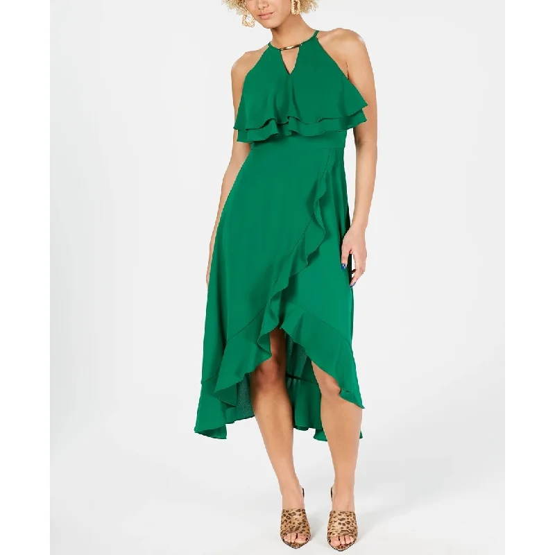 Kensie Women's Ruffled Popover Dress Green Size 6 Dapper Women's Bow - adorned