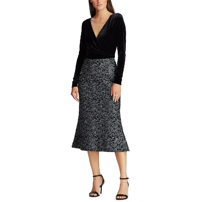 Lauren Ralph Lauren Women's Velvet-Lace Dress Black Size 14 Country