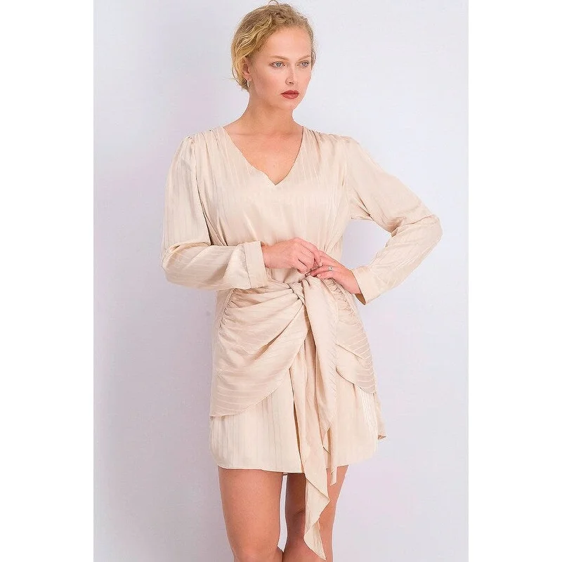 Leyden Women's Long-Sleeve Wrap Dress Brown Size Small Luxurious Women's High -  end