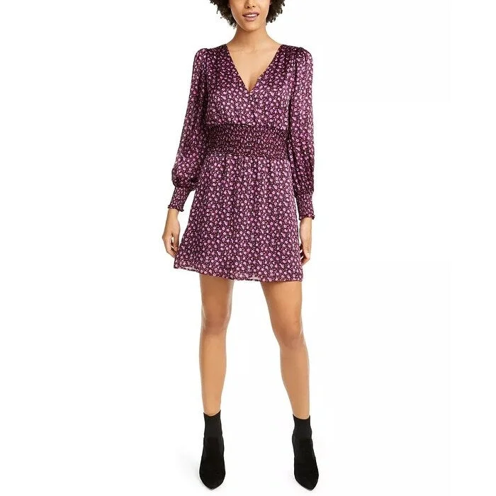 LEYDEN Women's Smocked Cowl Back Dress Pink Size X-Large Trendy Women's 